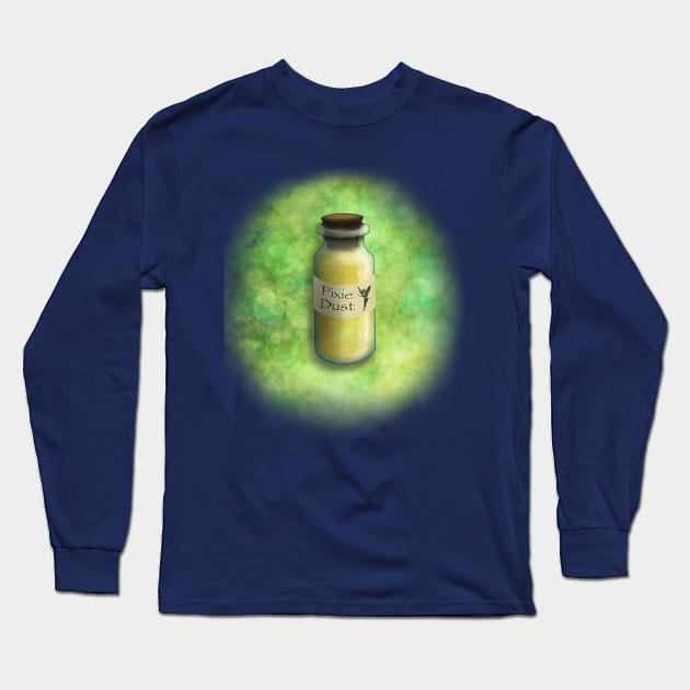 Pixie Dust (with green glitter background) Long Sleeve T-Shirt by Art-by-Sanna